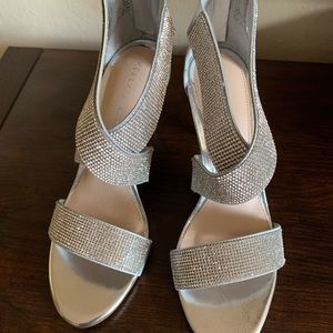 Sexy silver metallic faux blingy sandal